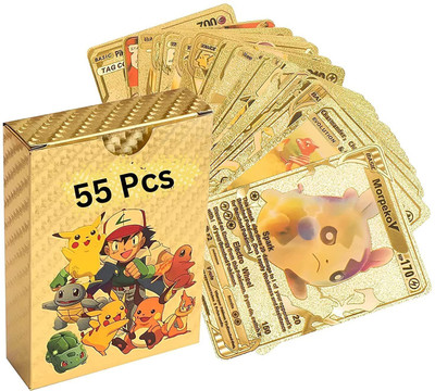 ZUNBELLA Waterproof 55pcs Pokemon Silver Card Box V Series Vmax Gx Playing Card(Multicolor)