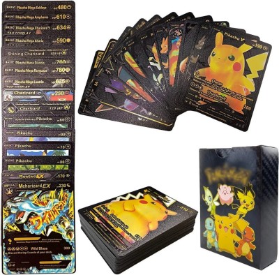 MOONZA Pok Playing Plastic Foil Cards 55 PCS (V, GX, EX)(Black)