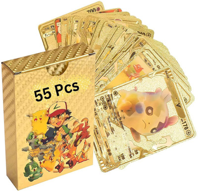 pari pari Waterproof 55pcs Pokemon Gold Card Box M-30 V Series Vmax Gx(Golden)