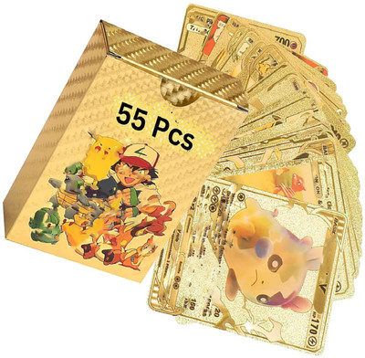 saburi Waterproof 55pcs Pokemon Gold Card Box M-69 V Series Vmax Gx(Golden)