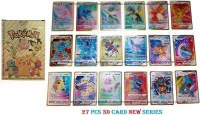 BIFLEX 27 PCS Pokemon Cards New Look 3D View Playing Card For Kid's(Multicolor)