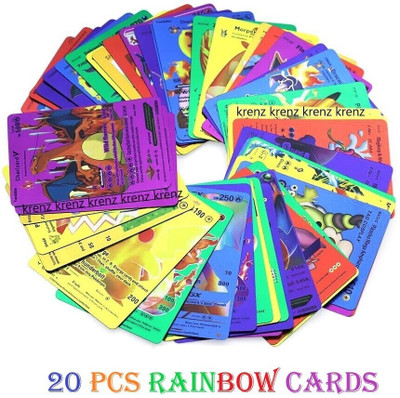 Sukon Pokemon Different Look New Rainbow Series 20 Pcs Foil Cards Game For Children(Multicolor)