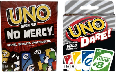 Gift Collection UNO Show em No Mercy Card & UNO Dare Cards Game for kids & family Travel Fun(Multicolor)