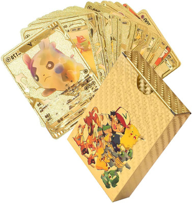 saburi Waterproof 55pcs Pokemon Gold Card Box M-14 V Series Vmax Gx(Golden)
