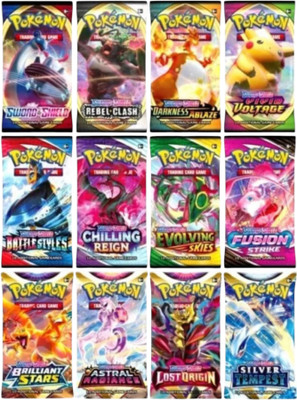 Bestdeals Latest Pokemon cards 57 vmax Gx ev cards high hp rare cards booster pack(Multicolor)