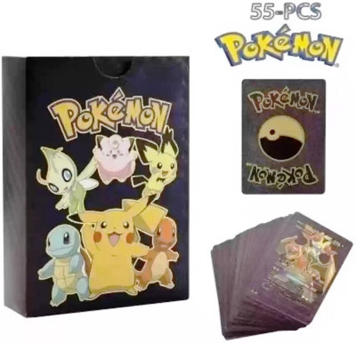 Gift Collection Waterproof 55pcs Pokemon Black Card Box V Series Vmax Gx Playing (Black Color)(Black)