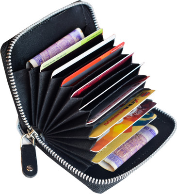 ABYS ABYS RFID Protected Canvas Material Zipper Card Holder/Card Case for Women Slots 9 Card Holder(Set of 1, Black)