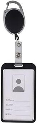 Sharma Cards ID Badge Card Holder (YoYo) Oval Retractable 1 Card Holder(Set of 5, Black)