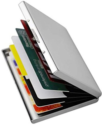 QUAKEL RFID Blocking Metal ATM/Credit/Debit For Men & Women 6 Card Holder(Set of 1, Silver)