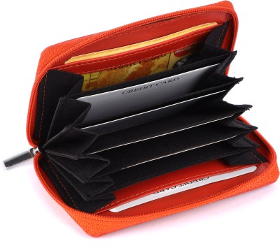 MAWESHI Maweshi Leather Orange 12 Card Holder 15 Card Holder(Set of 1, Orange)