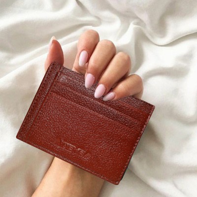 ABYS Genuine Leather 4 Card Slots Card Holder 4 Card Holder(Set of 1, Maroon)