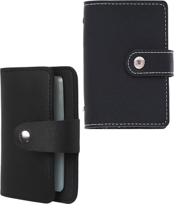 Flipkart SmartBuy Black Pu Leather 26 Slots & 2 Cash Slots with Leather 2 Cash Slot & 24 Card Holder(Set of 2, Black)