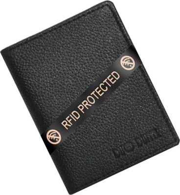 DUO DUFFEL RFID Protected Genuine Brown Leather 6 Card Holder(Set of 1, Black)
