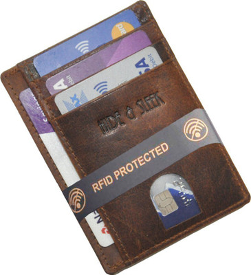 HIDE & SLEEK Card Holder 7 Card Holder(Set of 1, Brown)
