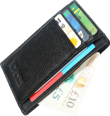 HIDE & SLEEK Hide&Sleek Genuine Leather Credit 8 Card Holder(Set of 1, Black)