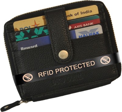 DUO DUFFEL RFID Protected Genuine Brown Leather Slots 10 Card Holder(Set of 1, Black)