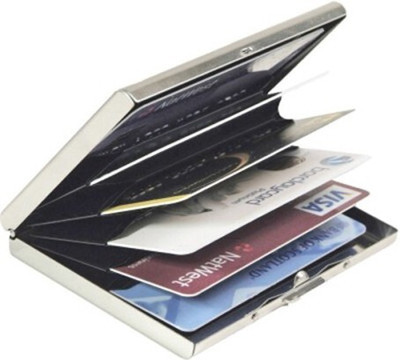 zaphod Stainless Steel Silver 6 Card Holder(Set of 1, Silver)