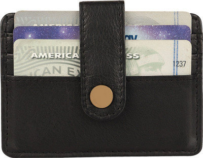 Jungler RFID Blocking Soft Nappa Leather Multiple Card Note Case 6 Card Holder(Set of 1, Black)