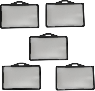 NSSP Horizontal Aluminum i Cards| Hard Metal ID Card Holder/Badge for Office 1 Card Holder(Set of 5, Black)
