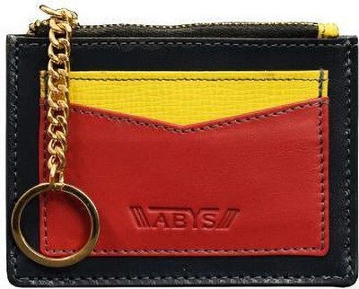 ABYS Genuine Letaher Stylish Card Holder for Women with Key Chain Card Wallet Slim 6 Card Holder(Set of 1, Multicolor)