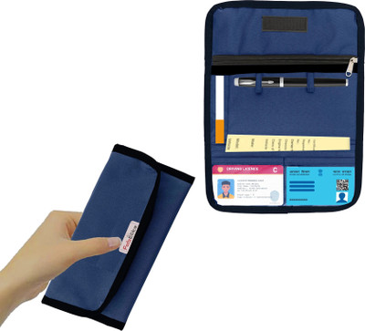 FAB ELLITE Two Wheeler/Car Document Holder Document Storage Wallet for Driving Licence, PUC 6 Card Holder(Set of 1, Blue)