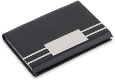 GifMor 9907 Black PU Designer Stainless Steel Business Card, Credit Card, ID Case 10 Card Holder(Set of 1, Black)