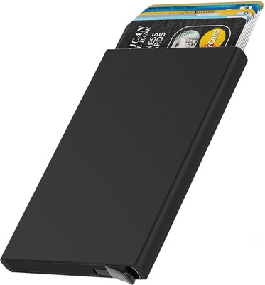 Yellowcoin Pop Up Slim Metal Credit Or Debit/ATM Card Holder Case 6 Card Holder(Set of 1, Black)