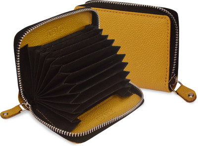 ABYS Genuine Leather Credit Card Holder For Men And Women 10 Card Holder(Set of 1, Yellow)