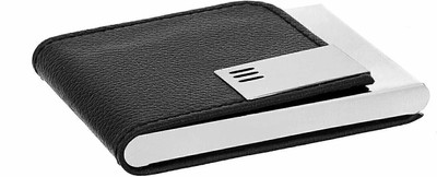 SHUANG YOU Leather & Stainless Steel Credit Card case,Business Card Holder 15 Card Holder(Set of 1, Black, Grey)