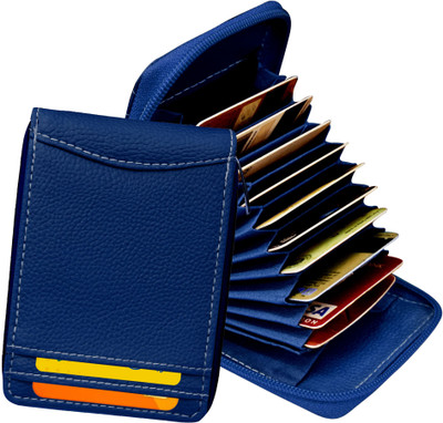 ABYS PU Leather Card Holder Wallet for Men and Women Slots 10 Card Holder(Set of 1, Blue)