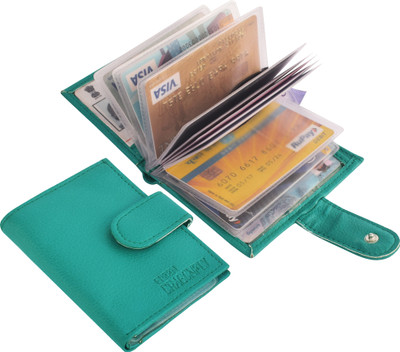 GREEN DRAGONFLY Vertical Credit Debit Card Holder Wallet Purse For Men Women 10 Card Holder(Set of 1, Green)