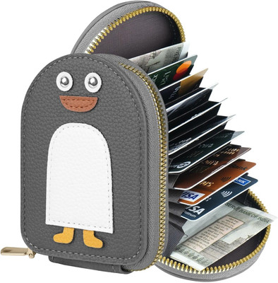 Flipkart SmartBuy Cute Grey Leather Zip Case Debit/Credit/ATM For Men & Women Slot 10 Card Holder(Set of 1, Grey)