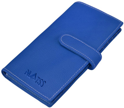 MATSS Faux Leather Trendy Wallet purse for Women and Girl's 15 Card Holder(Set of 1, Blue)