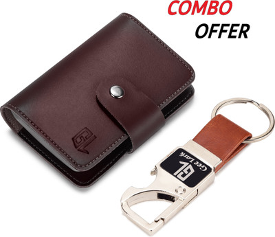 Geelark 24 Card Holder(Set of 1, Brown, Tan)