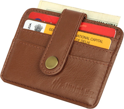 Jungler RFID Blocking Brown Soft Genuine Napa Leather Multiple Card Note Case 6 Card Holder(Set of 1, Brown)