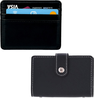 Flipkart SmartBuy Black Premium Leather with leather 2 Cash Slots & 24 Card Holder(Set of 2, Black)