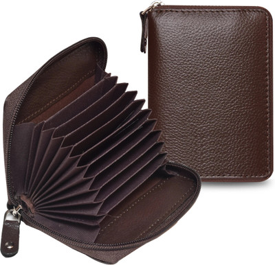 ABYS Genuine Leather RFID Protected Credit | Business | ATM & Debit 9 Card Slots 10 Card Holder(Set of 1, Brown)