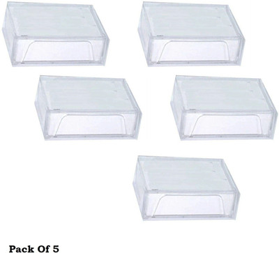NSSP Transparent Business/Visiting Card Holder Box – Durable & Secure Storage 100 Card Holder(Set of 5, Silver)