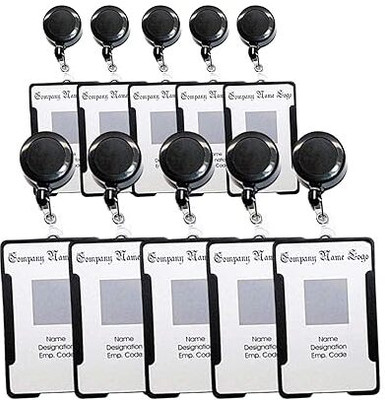 GPN PRINT Combo Pack of Black ID Card Holder with Retractable Reel YOYO Made in India 10 Card Holder(Set of 10, Black)