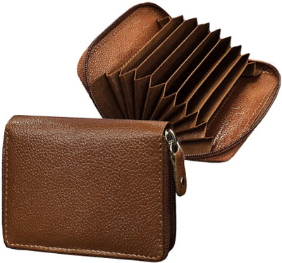 VEGAN RFID Protected Leather Credit Debit Card Holder for Men and Women Wallet 9 Card Holder(Set of 1, Tan)