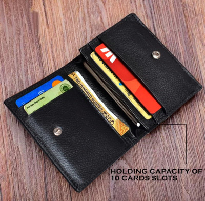HIDEFLIX Men & Women Casual Black Artificial Leather Card Holder(8 Card Slots)