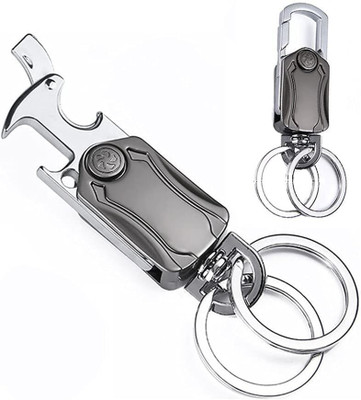 Estervig Keychain 5 IN 1 Heavy Duty Dual Ring Metal Keychain with Cutter, Bottle Opener Key Chain