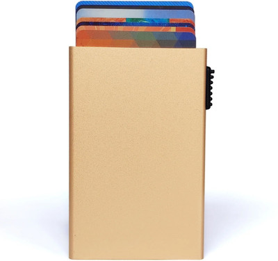 Yellowcoin Metal Credit and Debit Card Holder Slim Pop Up Metal Wallet Case for Men & Women 6 Card Holder(Set of 1, Gold)