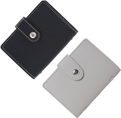 StealODeal High Quality Pu Leather Men Women Credit/Debit 24 Card Holder(Set of 2, Black, Grey)