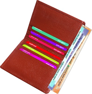 ABYS Verticle Bi-Fold RFID Protected Genuine Leather 6 Slots Wallet for Men & Women 6 Card Holder(Set of 1, Brown)
