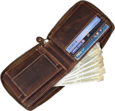 Style 98 Men Brown Genuine Leather Wallet(4 Card Slots)