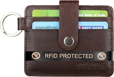 HIDE & SLEEK Card Holder 4 Card Holder(Set of 1, Brown)