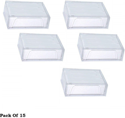 NSSP Transparent Business/Visiting Card Holder Box – Durable & Secure Storage 100 Card Holder(Set of 15, Silver)