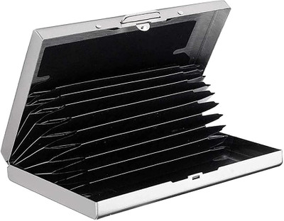 StealODeal RFID Blocking Steel Debit/Credit/ATM For Men & Women Slots 8 Card Holder(Set of 1, Silver)