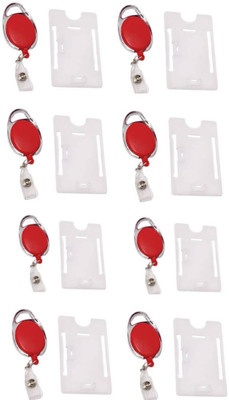 NSSP ID Card Holder combo (Oval Red yoyo + White id Card Holder) 1 Card Holder(Set of 8, Red, White)